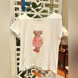 Cyrus teddy bear White Tee, bead details, cute for the holiday